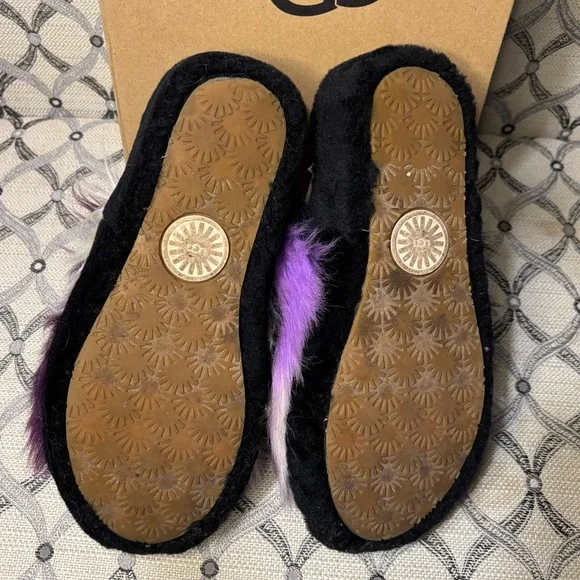 UGG Women Fluff Yeah Multicolor Tie Dye Fur Slides - Picture 5 of 8